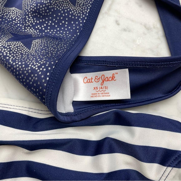 Cat & Jack 4th of July Stars & Stripes Two-Piece Bikini Bathing Suit Swimsuit - Picture 7 of 12